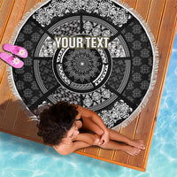 Italy Rugby Concept Custom Beach Blanket Black and White Mandala Inspired