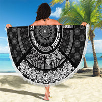 Italy Rugby Concept Custom Beach Blanket Black and White Mandala Inspired