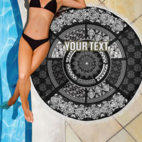 Italy Rugby Concept Custom Beach Blanket Black and White Mandala Inspired