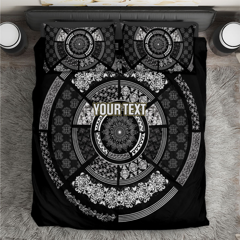 Italy Rugby Concept Custom Bedding Set Black and White Mandala Inspired