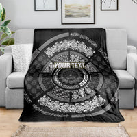 Italy Rugby Concept Custom Blanket Black and White Mandala Inspired