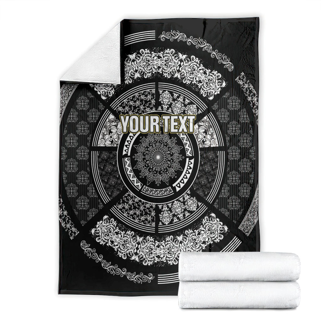 Italy Rugby Concept Custom Blanket Black and White Mandala Inspired