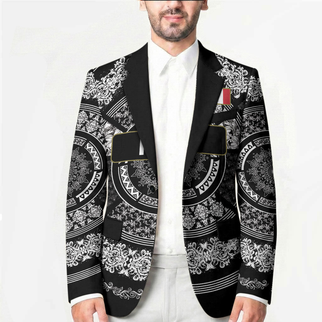 Italy Rugby Concept Custom Blazer Black and White Mandala Inspired
