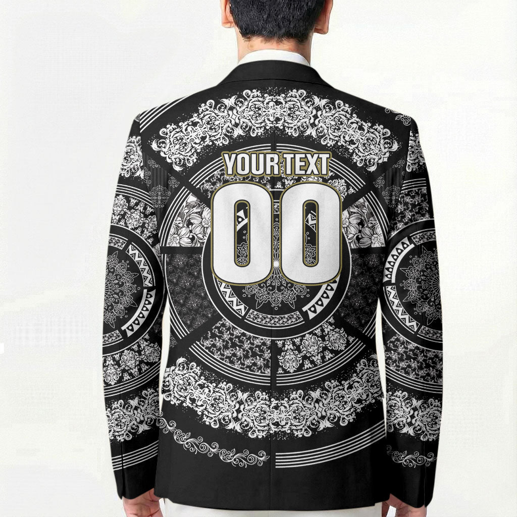 Italy Rugby Concept Custom Blazer Black and White Mandala Inspired