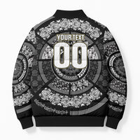 Italy Rugby Concept Custom Bomber Puffer Jacket Black and White Mandala Inspired