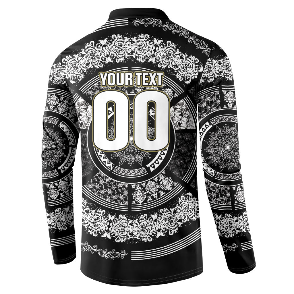 Italy Rugby Concept Custom Button Sweatshirt Black and White Mandala Inspired