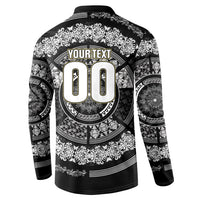 Italy Rugby Concept Custom Button Sweatshirt Black and White Mandala Inspired