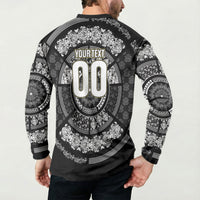 Italy Rugby Concept Custom Button Sweatshirt Black and White Mandala Inspired