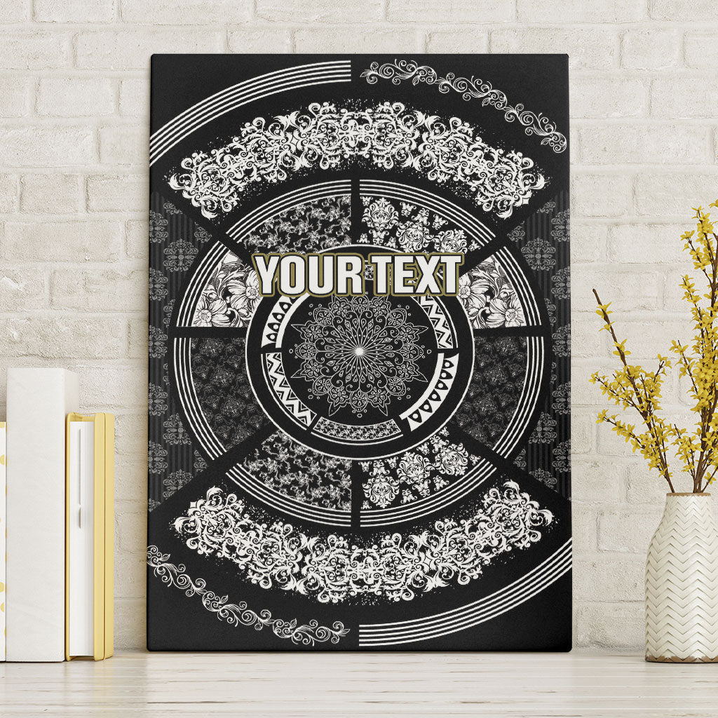 Italy Rugby Concept Custom Canvas Wall Art Black and White Mandala Inspired