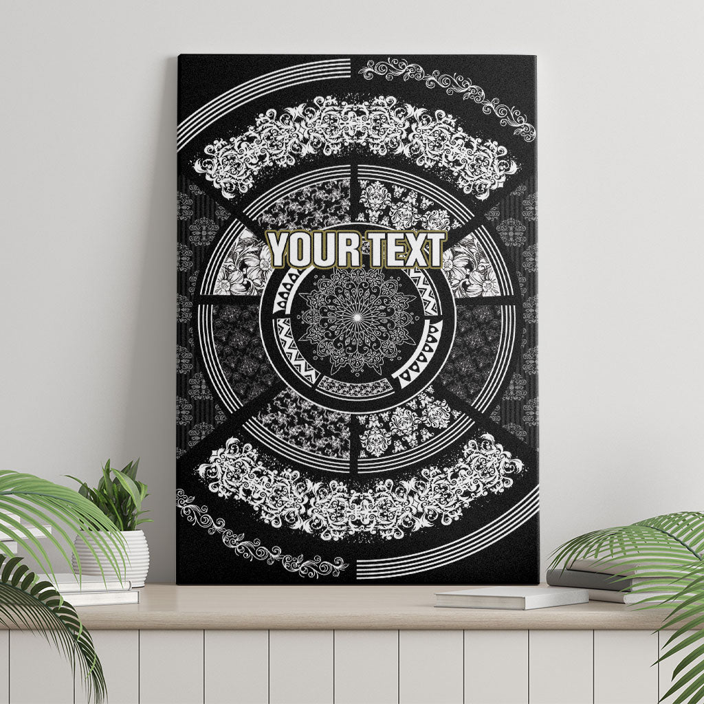Italy Rugby Concept Custom Canvas Wall Art Black and White Mandala Inspired