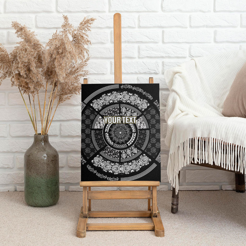 Italy Rugby Concept Custom Canvas Wall Art Black and White Mandala Inspired