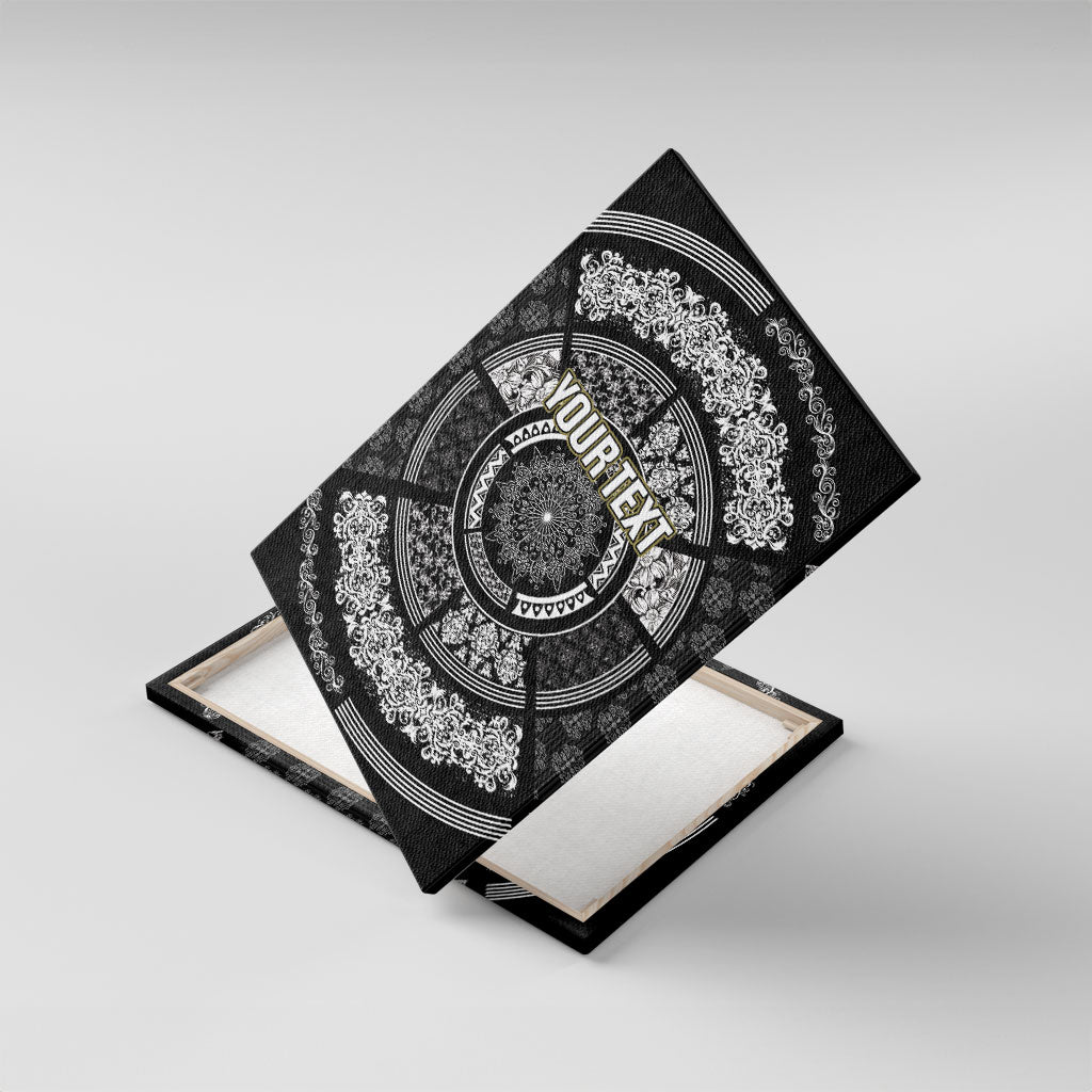 Italy Rugby Concept Custom Canvas Wall Art Black and White Mandala Inspired