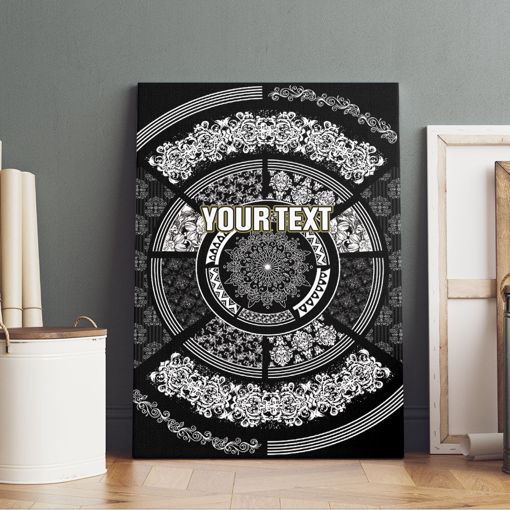 Italy Rugby Concept Custom Canvas Wall Art Black and White Mandala Inspired