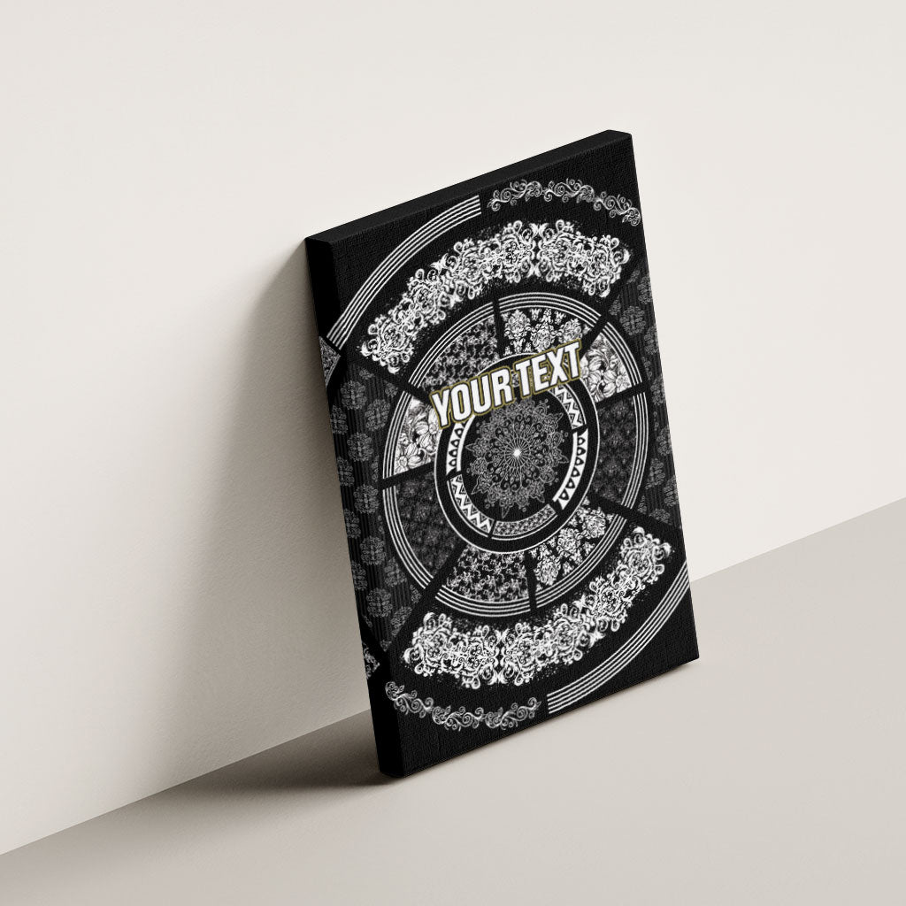 Italy Rugby Concept Custom Canvas Wall Art Black and White Mandala Inspired
