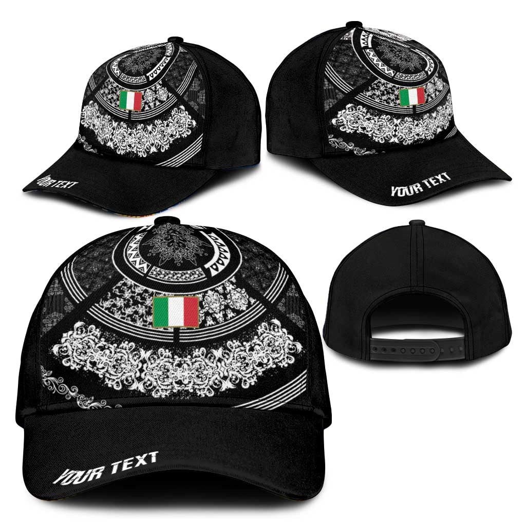 Italy Rugby Concept Personalized Classic Cap Black and White Mandala Inspired