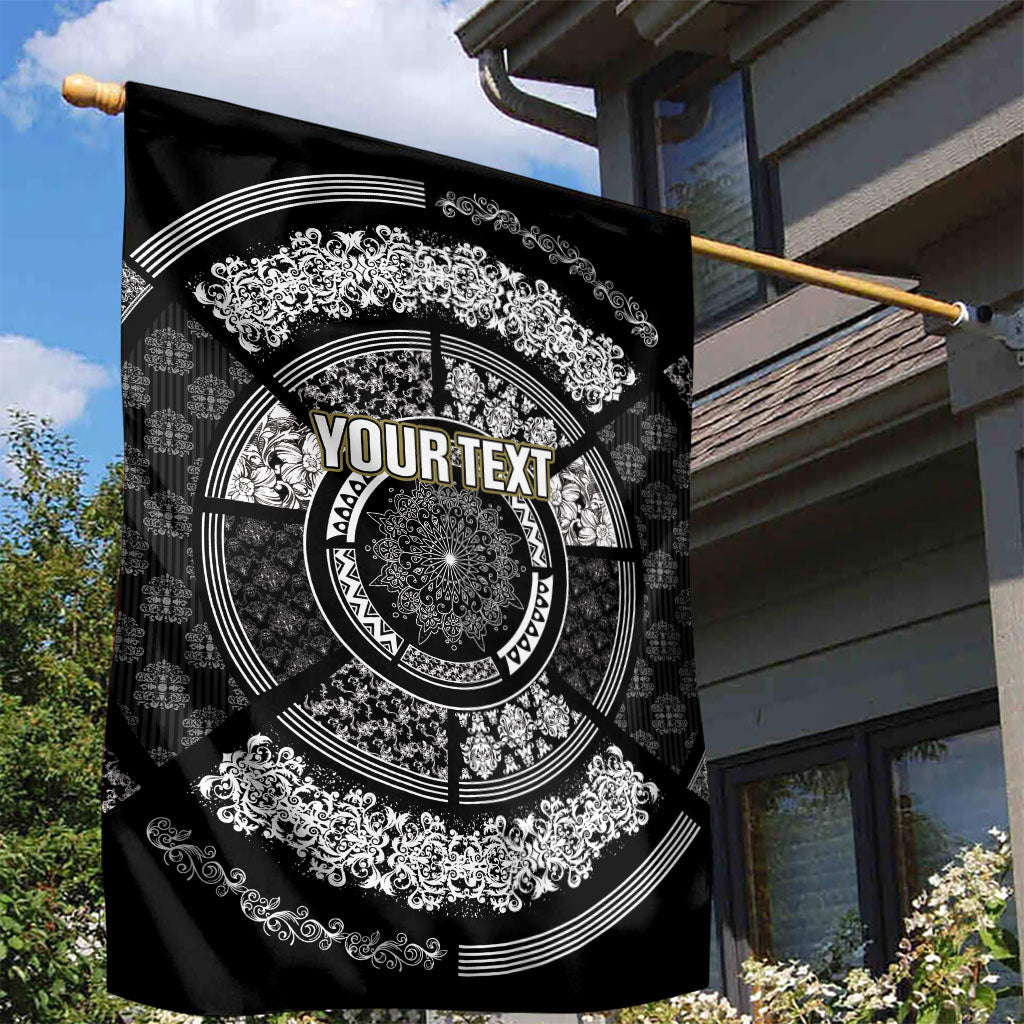 Italy Rugby Concept Custom Garden Flag Black and White Mandala Inspired