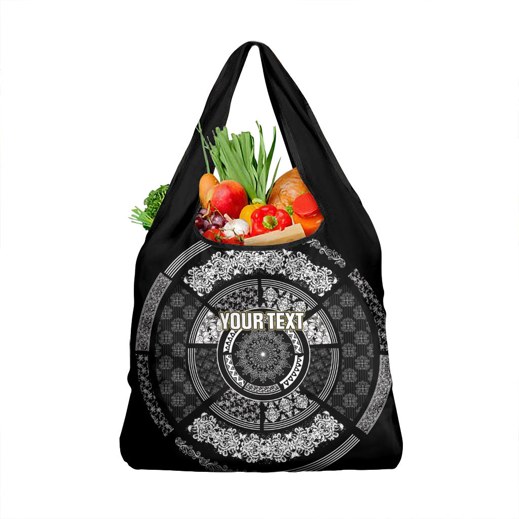 Italy Rugby Concept Custom Grocery Bag Black and White Mandala Inspired