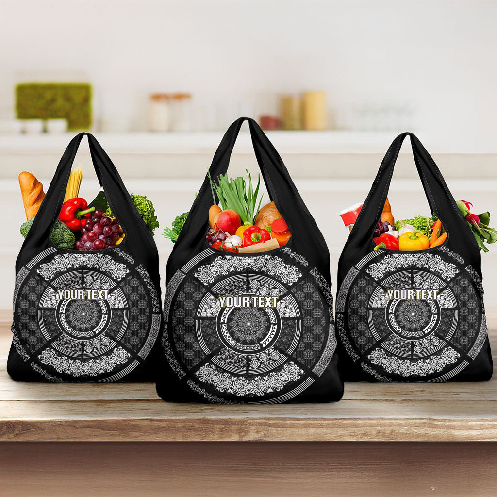 Italy Rugby Concept Custom Grocery Bag Black and White Mandala Inspired