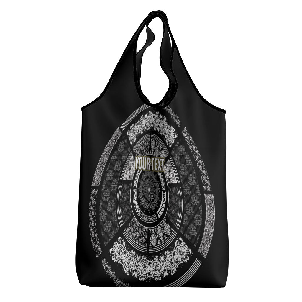 Italy Rugby Concept Custom Grocery Bag Black and White Mandala Inspired