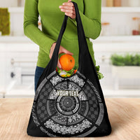 Italy Rugby Concept Custom Grocery Bag Black and White Mandala Inspired