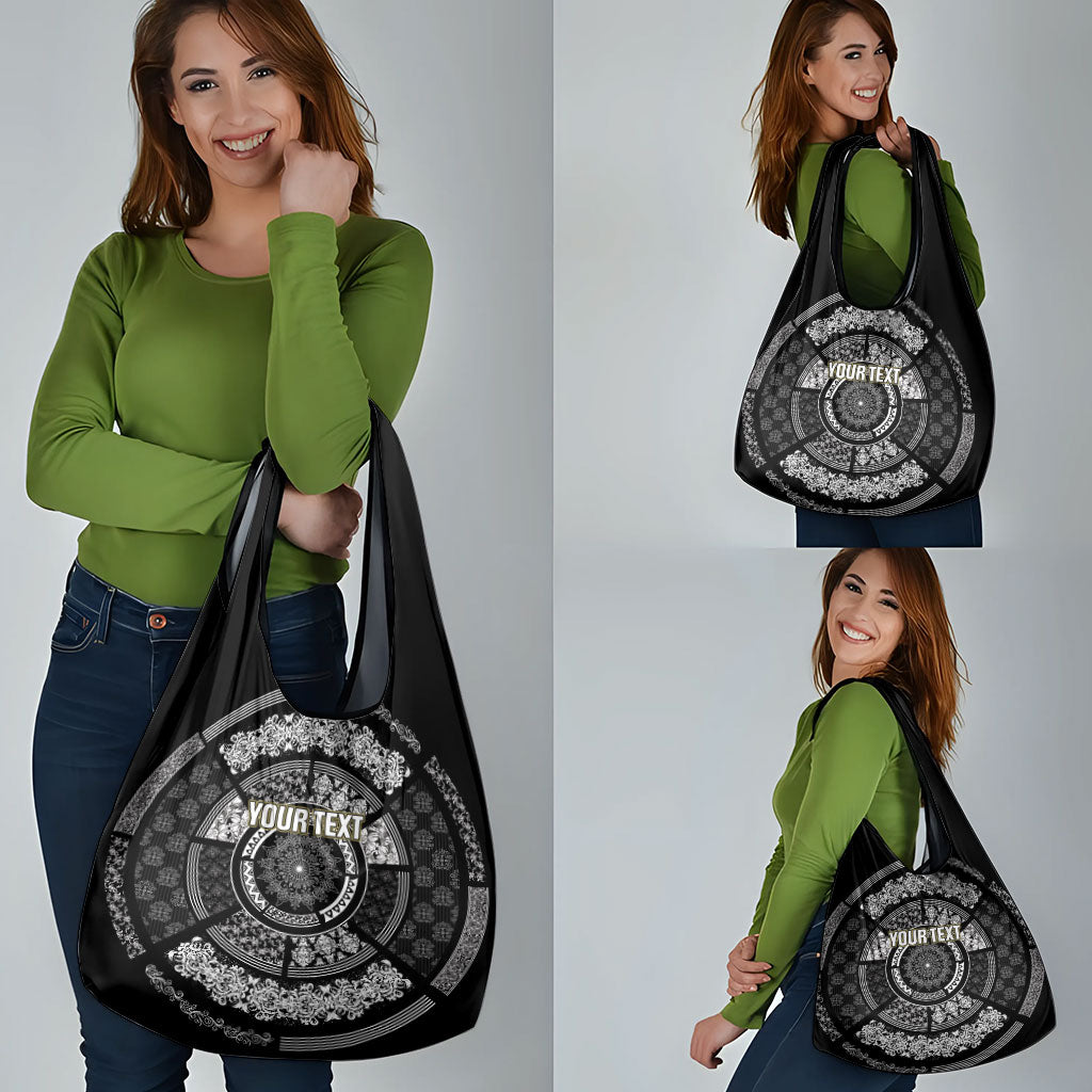 Italy Rugby Concept Custom Grocery Bag Black and White Mandala Inspired