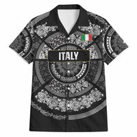 Italy Rugby Concept Custom Hawaiian Shirt Black and White Mandala Inspired