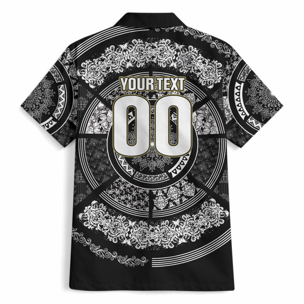 Italy Rugby Concept Custom Hawaiian Shirt Black and White Mandala Inspired