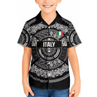 Italy Rugby Concept Custom Hawaiian Shirt Black and White Mandala Inspired