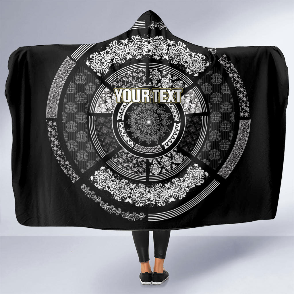 Italy Rugby Concept Custom Hooded Blanket Black and White Mandala Inspired