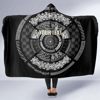 Italy Rugby Concept Custom Hooded Blanket Black and White Mandala Inspired