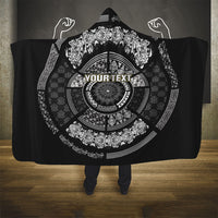 Italy Rugby Concept Custom Hooded Blanket Black and White Mandala Inspired