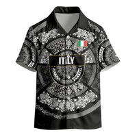 Italy Rugby Concept Custom Kid Hawaiian Shirt Black and White Mandala Inspired