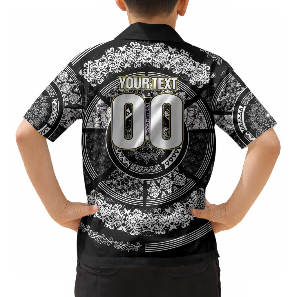 Italy Rugby Concept Custom Kid Hawaiian Shirt Black and White Mandala Inspired