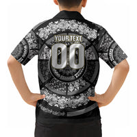 Italy Rugby Concept Custom Kid Hawaiian Shirt Black and White Mandala Inspired