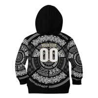 Italy Rugby Concept Custom Kid Hoodie Black and White Mandala Inspired