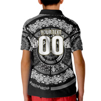 Italy Rugby Concept Custom Kid Polo Shirt Black and White Mandala Inspired
