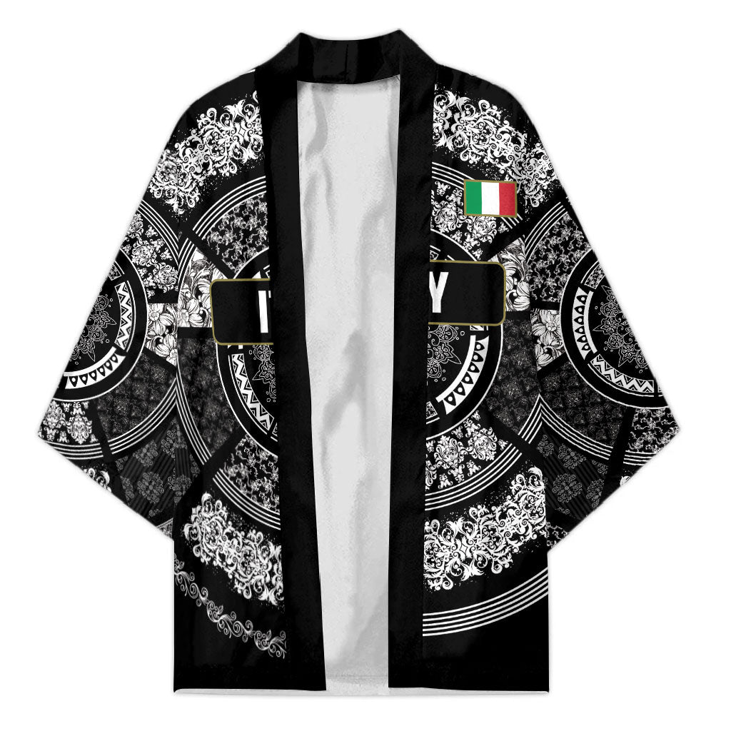Italy Rugby Concept Custom Kimono Black and White Mandala Inspired