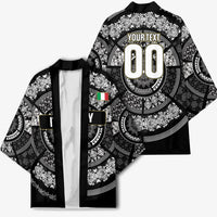 Italy Rugby Concept Custom Kimono Black and White Mandala Inspired