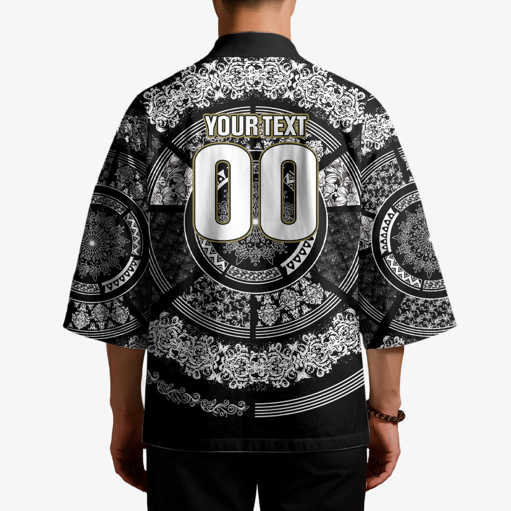 Italy Rugby Concept Custom Kimono Black and White Mandala Inspired