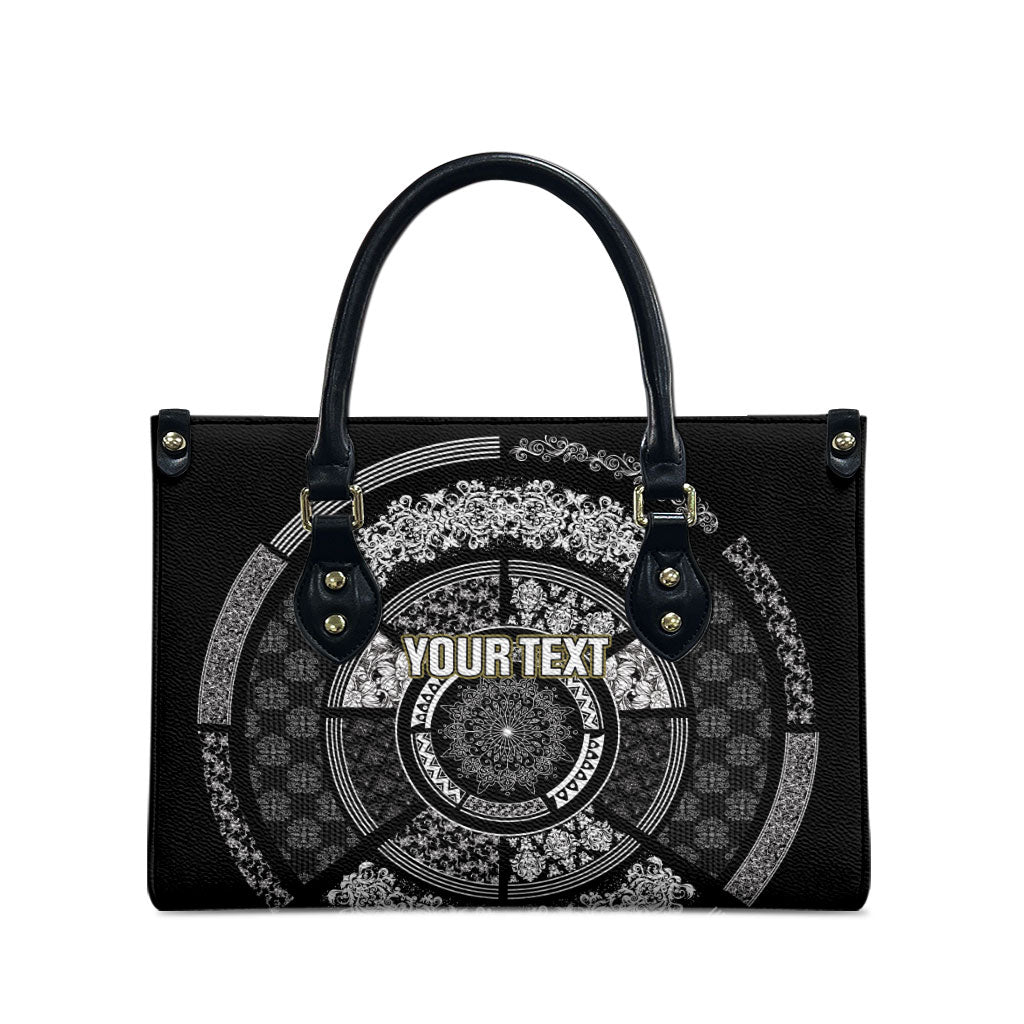 Italy Rugby Concept Custom Leather Bag Black and White Mandala Inspired