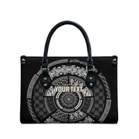 Italy Rugby Concept Custom Leather Bag Black and White Mandala Inspired