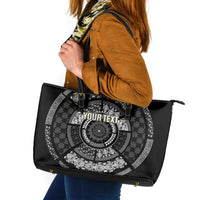 Italy Rugby Concept Custom Leather Tote Bag Black and White Mandala Inspired