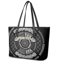 Italy Rugby Concept Custom Leather Tote Bag Black and White Mandala Inspired