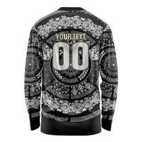 Italy Rugby Concept Custom Long Sleeve Shirt Black and White Mandala Inspired