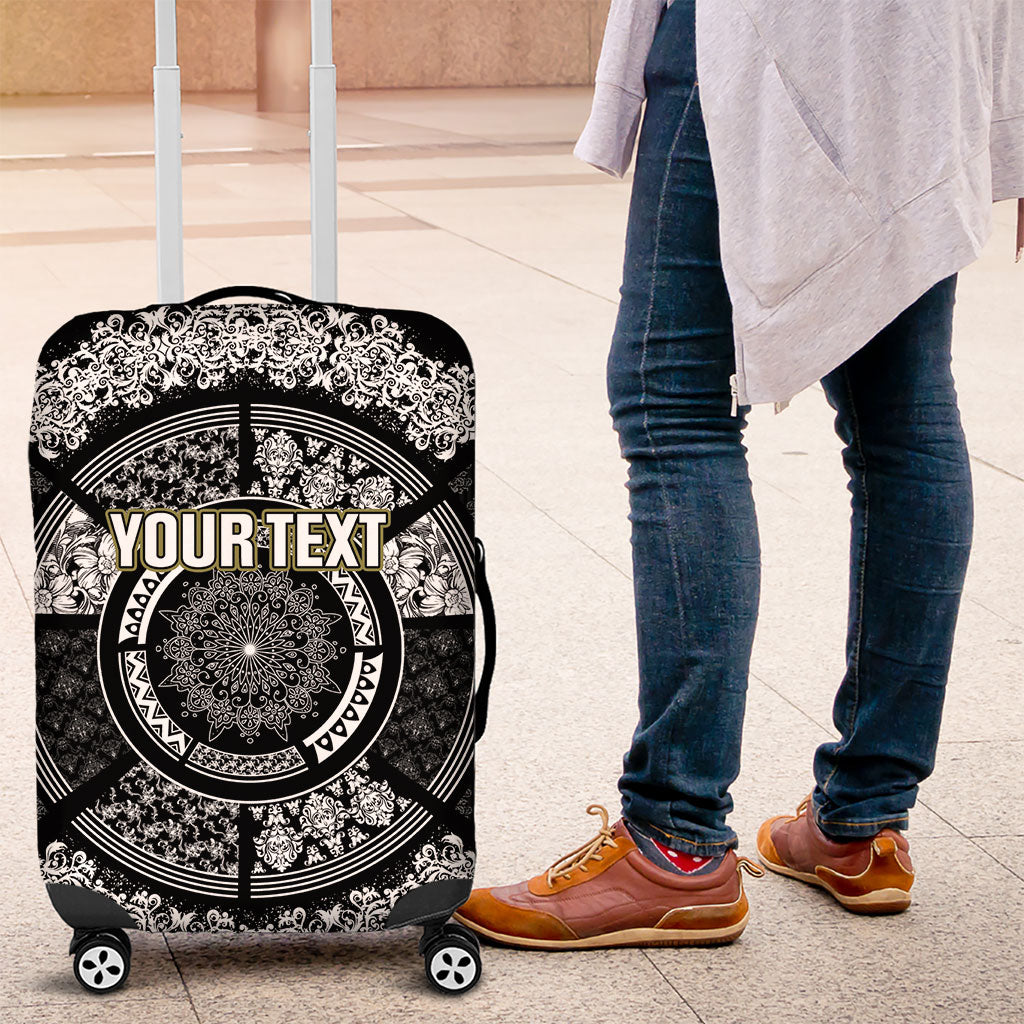 Italy Rugby Concept Custom Luggage Cover Black and White Mandala Inspired