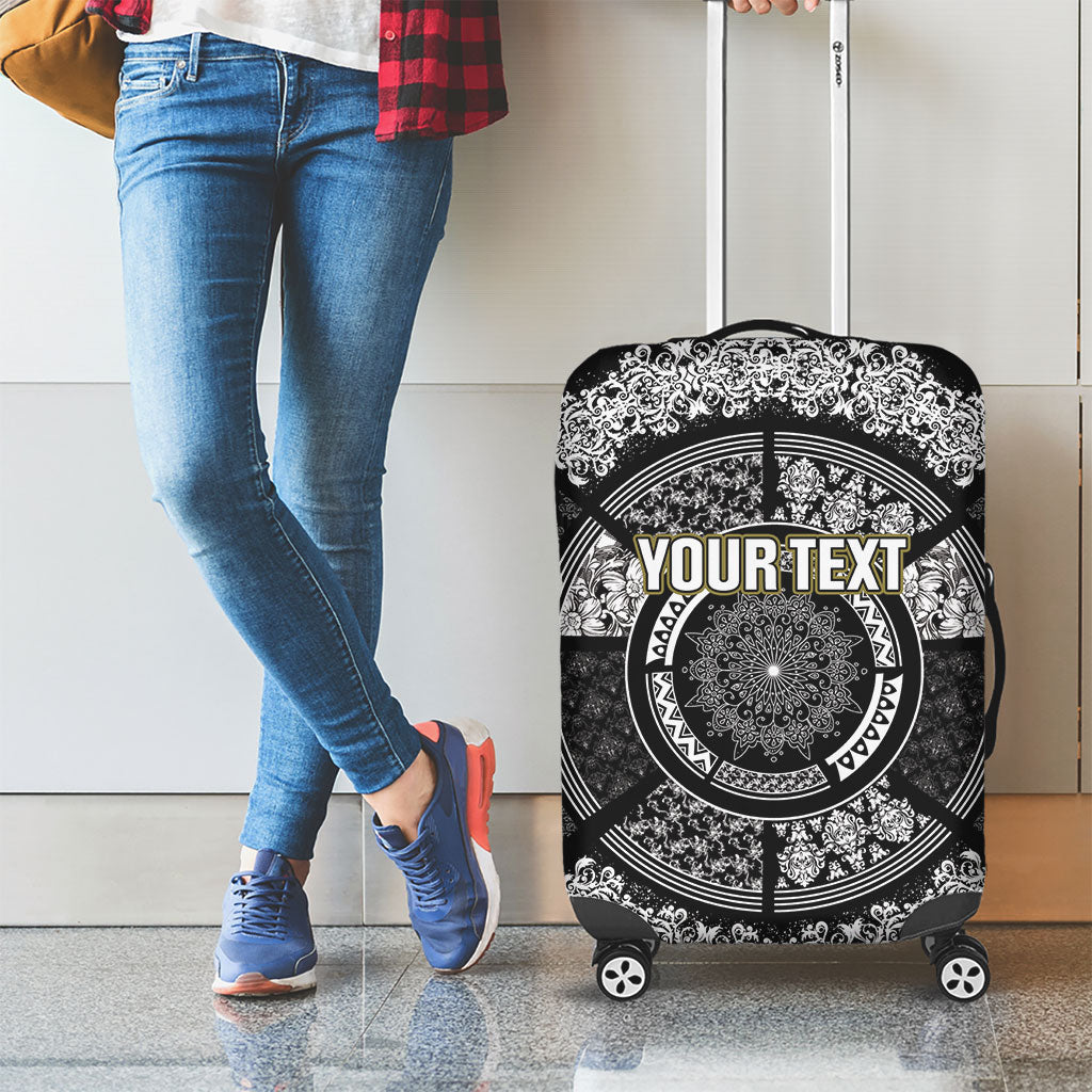 Italy Rugby Concept Custom Luggage Cover Black and White Mandala Inspired