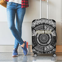 Italy Rugby Concept Custom Luggage Cover Black and White Mandala Inspired