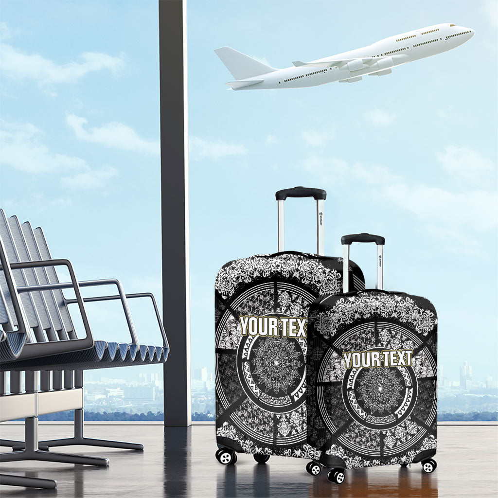Italy Rugby Concept Custom Luggage Cover Black and White Mandala Inspired