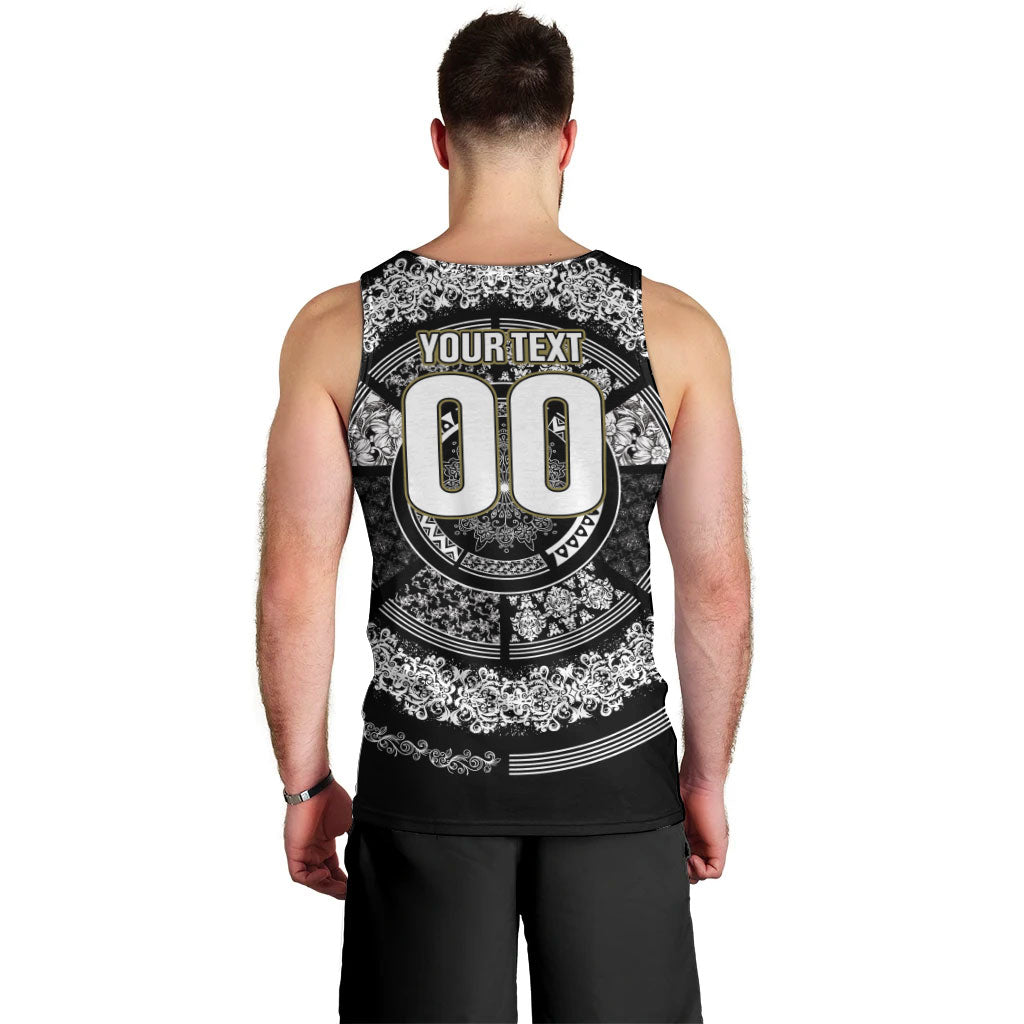 Italy Rugby Concept Custom Men Tank Top Black and White Mandala Inspired