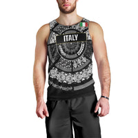 Italy Rugby Concept Custom Men Tank Top Black and White Mandala Inspired